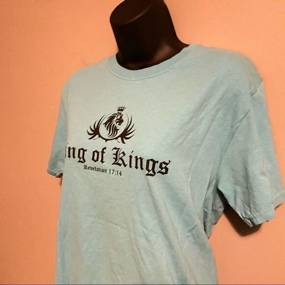 CHRISTIAN Tee King of Kings T Shirt Aqua Blue - Picture 7 of 12